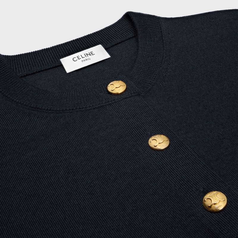 pull col rond laine fine - Marine -  - 1 | CELINE