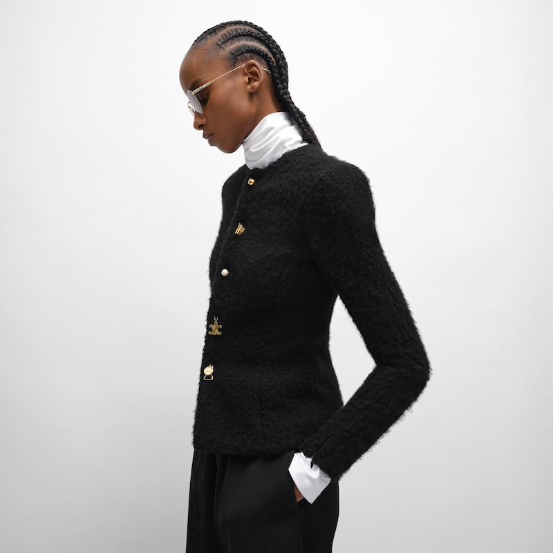 jacket IN cashmere and wool natt&eacute; - BLACK -  - 1 | CELINE