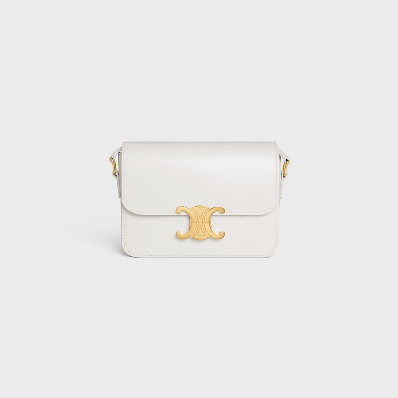 Teen Triomphe Bag in shiny calfskin - WHITE - TRIOMPHE - 1 | CELINE
