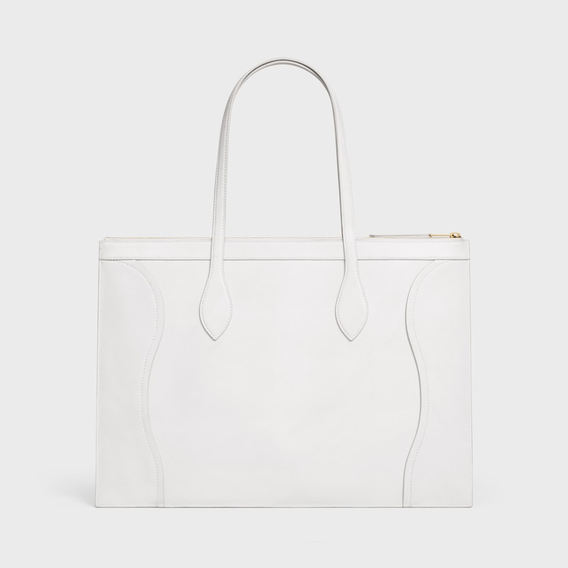 FLACHE LUGGAGE AUS GLÄNZENDEM KALBSLEDER - WEISS - HOBO UND TOTE BAGS - 1 | CELINE