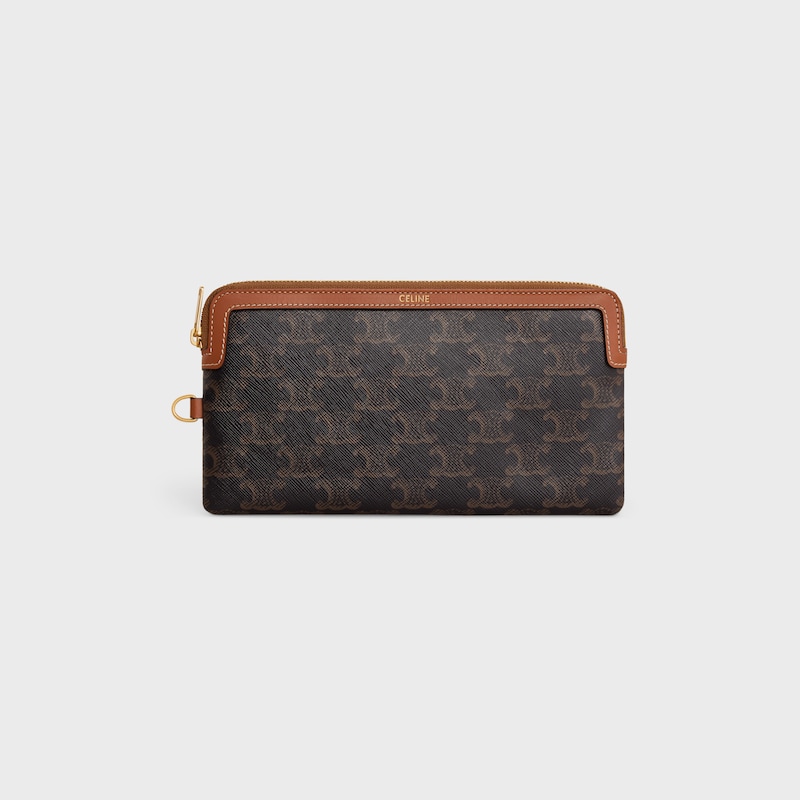 Longue Pochette avec dragonne toile triomphe et veau - TAN - GIFT FINDER - 1 | CELINE