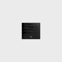 Bi-fold Wallet IN Crocodile Embossed Calfskin - Black - WALLETS - 1 | CELINE