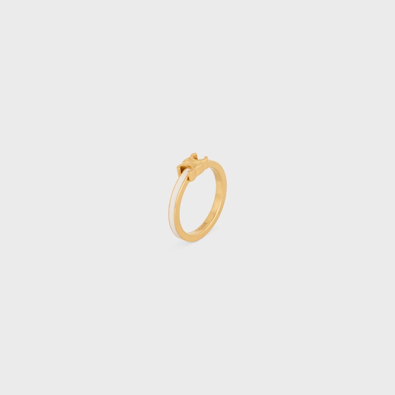 Triomphe Ring in Enamel and Brass with Gold Finish - GOLD / IVORY -  - 1 | CELINE