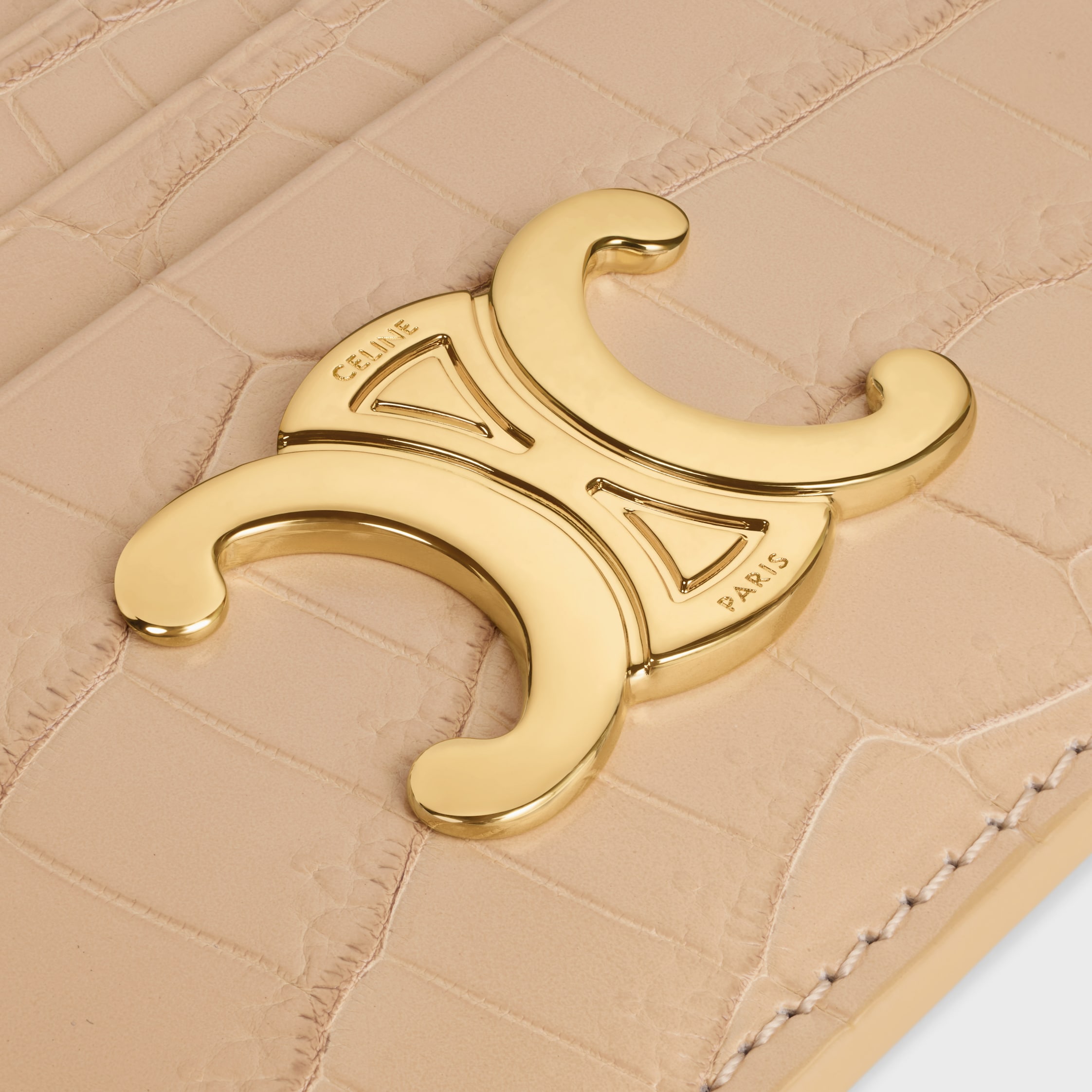 CARD HOLDER TRIOMPHE in NILOTICUS CROCODILE - OAT BEIGE | CELINE