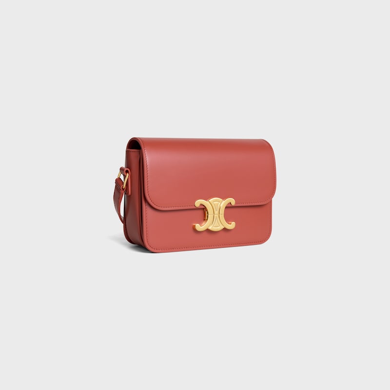 Teen Triomphe Bag in shiny calfskin - RED CANYON - TRIOMPHE - 1 | CELINE