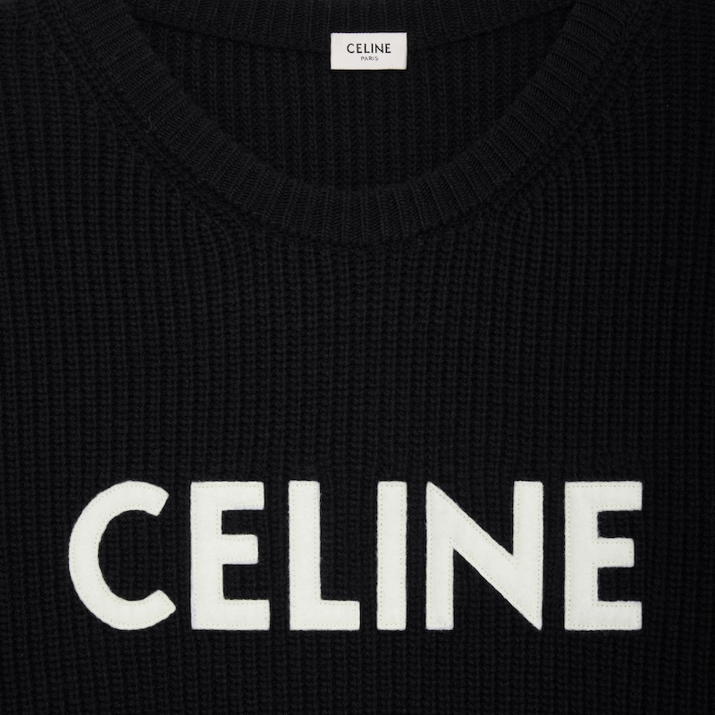 celine oversized sweater in ribbed wool - BLACK -  - 1 | CELINE