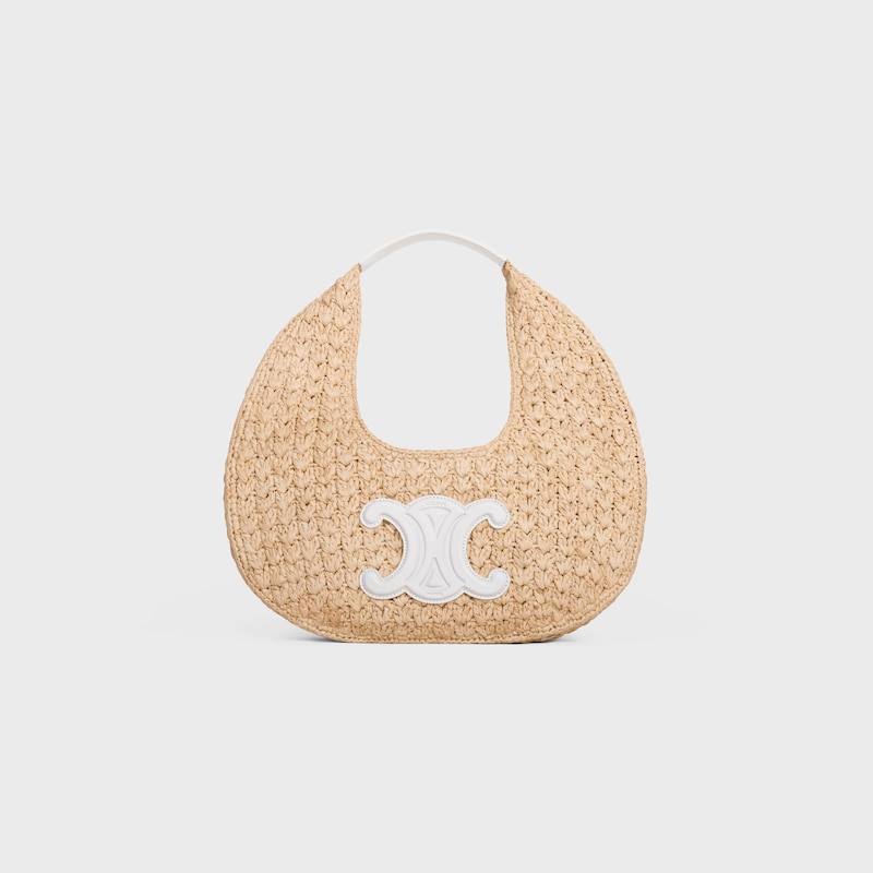 celine classic panier HOBO BAG IN Raffia and Calfskin - WHITE - ÉTÉ CELINE - 1 | CELINE