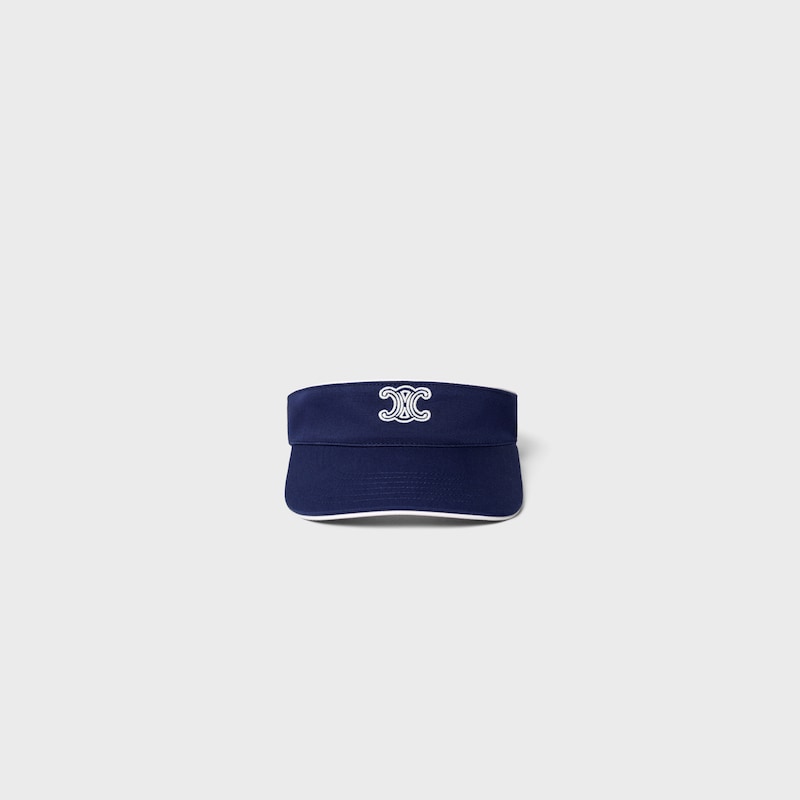 triomphe visor IN WASHED COTTON GABARDINE - NAVY / WHITE -  - 1 | CELINE
