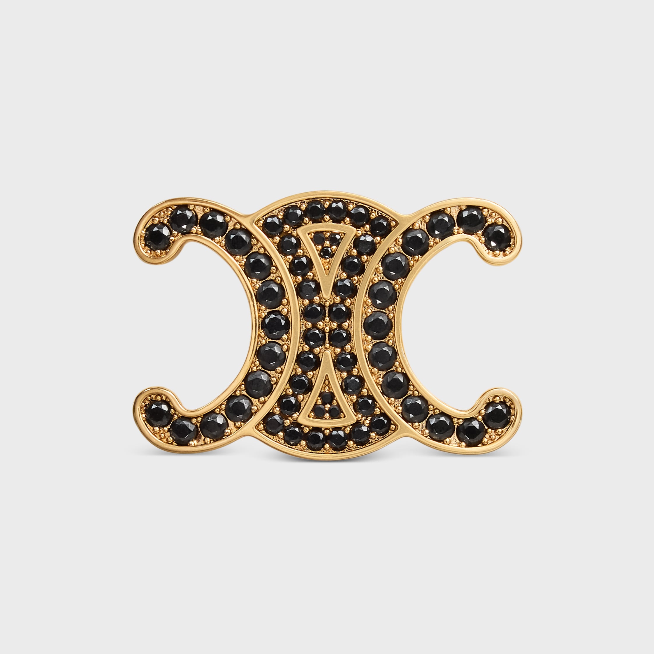 TRIOMPHE BUCKLE 18MM IN BRASS WITH STRASS - GOLD / BLACK | CELINE