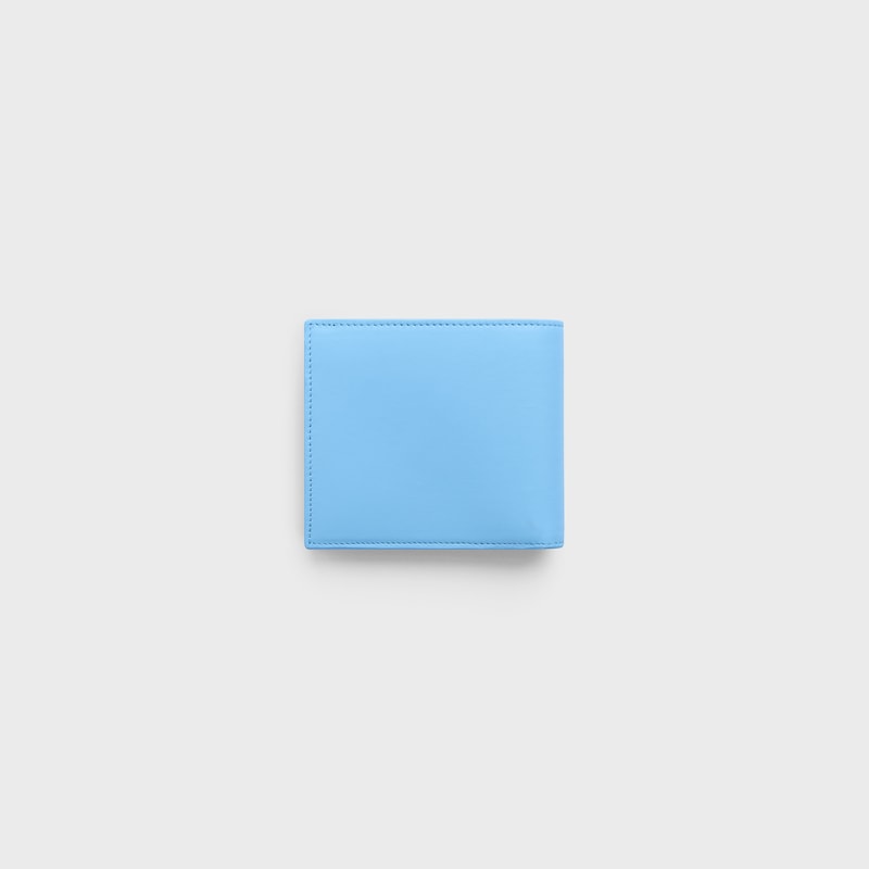 Bi-fold Wallet IN SMOOTH LAMBSKIN - SKY BLUE / RED - WALLETS - 1 | CELINE