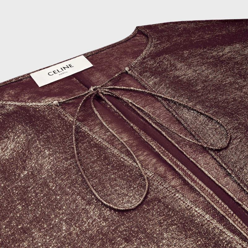 caftan dress IN lam&eacute; silk - AUBERGINE/GOLD -  - 1 | CELINE