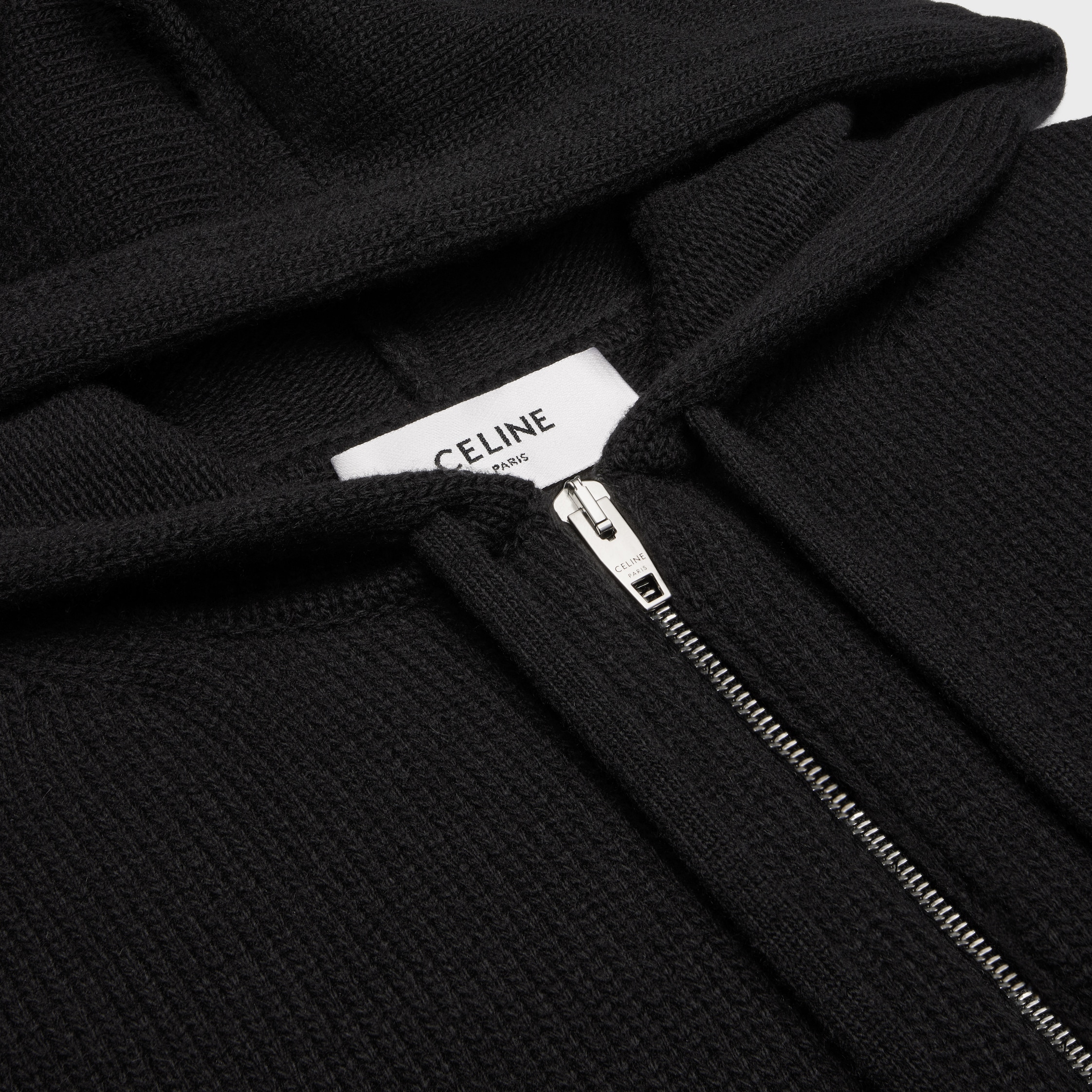 【希少】CELINE Hooded Sweater Ribbed Wool Authentic CELINE HOODED SWEATER IN RIBBED WOOL BLACK XS SIZE