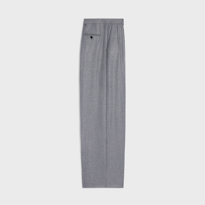 pleated trousers IN CASHMERE FLANNEL - GRIS MELANGE -  - 1 | CELINE
