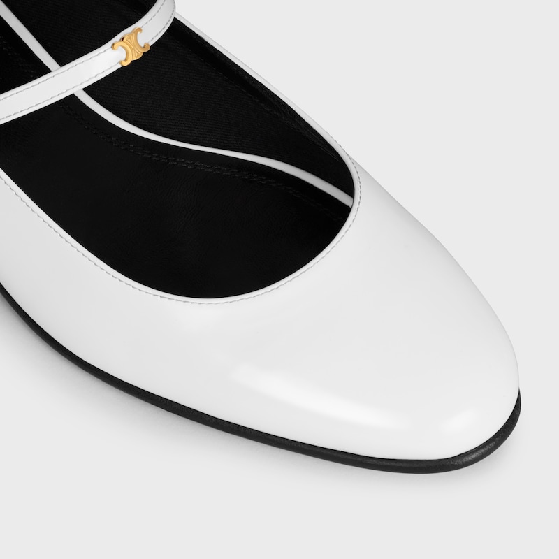 CITY - BALLERINE MARY-JANE EN CUIR DE VEAU BRILLANT - ULTRA BLANC -  - 1 | CELINE