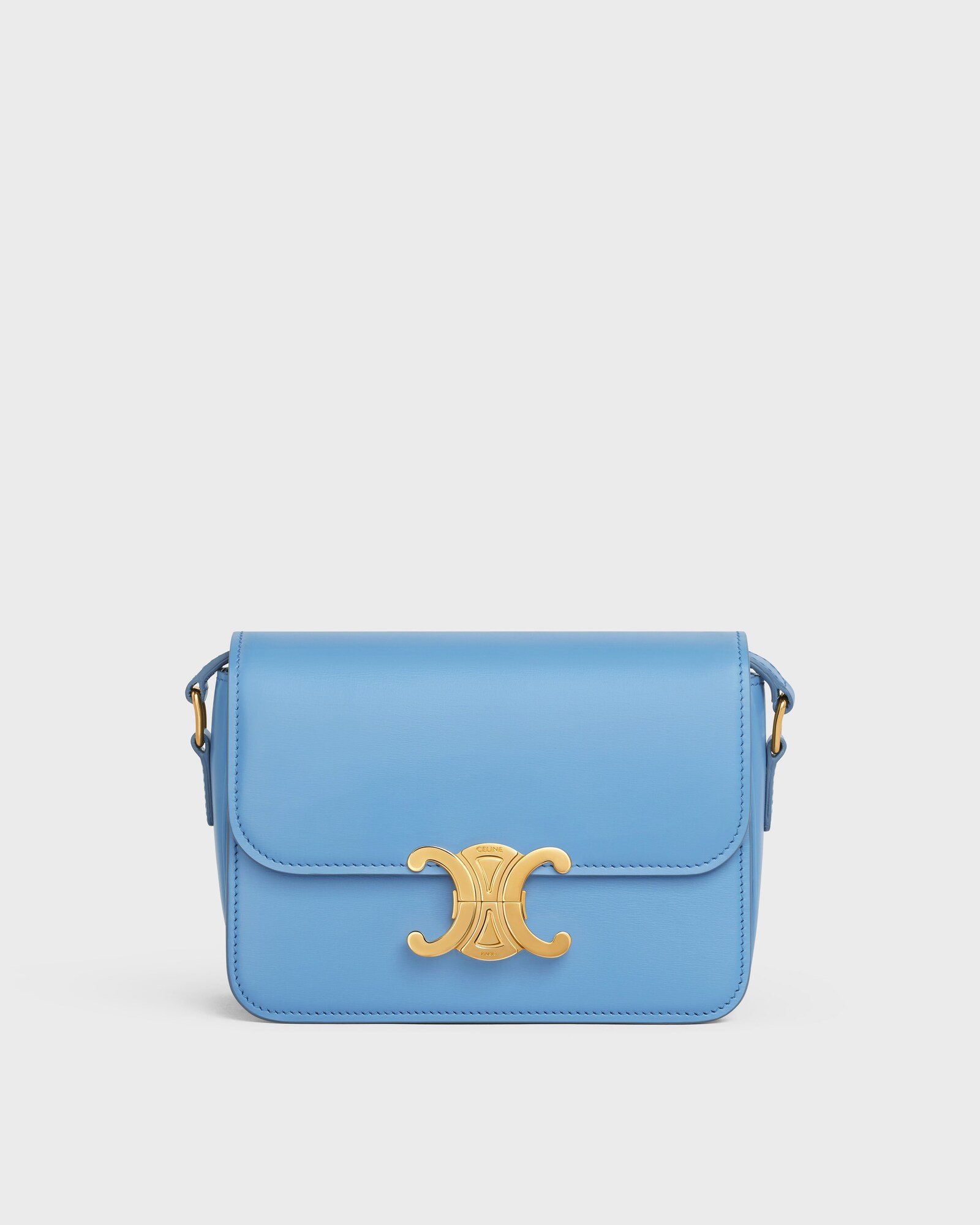 Teen Triomphe Bag in shiny calfskin - AZURE | CELINE