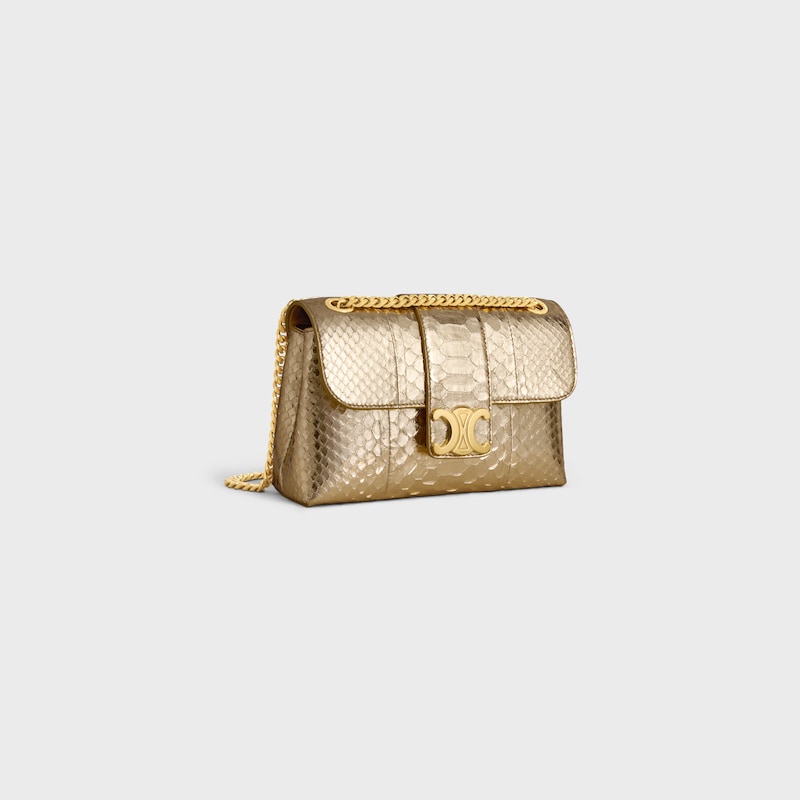 TEEN CELINE VICTOIRE BAG in LAMINATED PYTHON - GOLD - CHAIN BAGS - 1 | CELINE