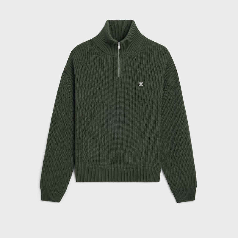 트러커 스웨터 - 리브드 울 - 다크 그린 -  - 1 | CELINE