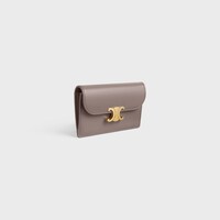 LONG CARD HOLDER WITH FLAP TRIOMPHE  IN Shiny calfskin - PEBBLE - COIN AND CARD HOLDERS - 2 | CELINE