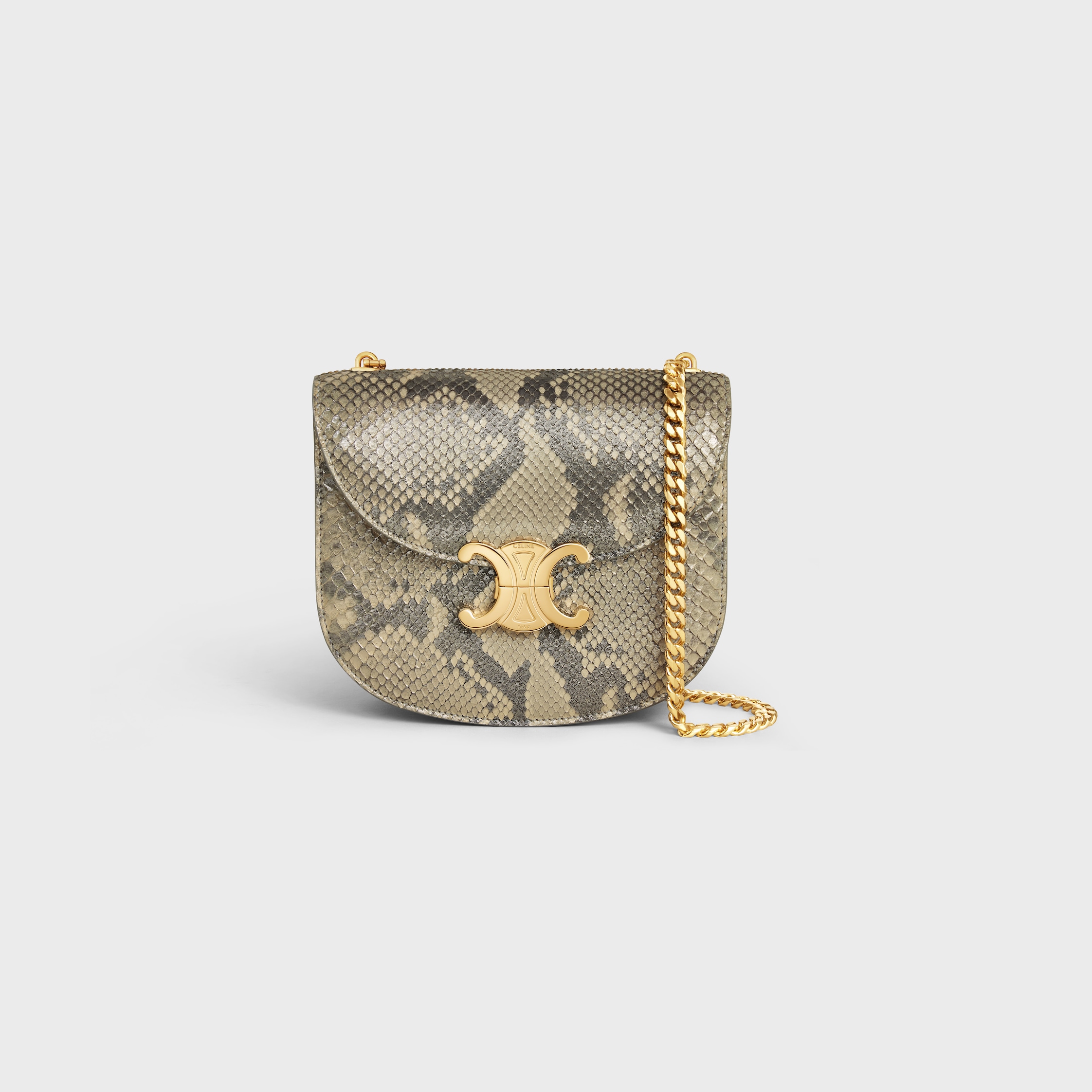 関税込 CELINE MINI CHAIN BESACE CLEA in PYTHON MINI CHAIN BESACE CLEA in PYTHON - NATURAL | CELINE