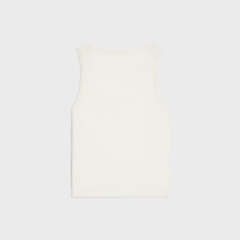 tank top IN ribbed cotton and silk - OFF WHITE -  - 1 | CELINE