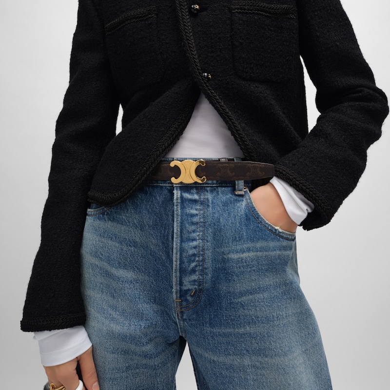 Reversible Strap 25MM IN Taurillon Leather and Triomphe Canvas -  -  - 1 | CELINE