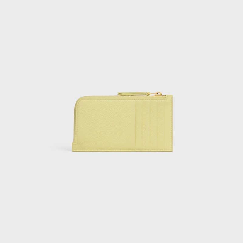 LONG ZIPPED CARD HOLDER IN SUPPLE GRAINED CALFSKIN - CITRUS / SAFARI - COIN AND CARD HOLDERS - 1 | CELINE