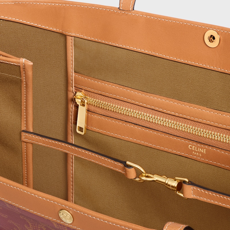 FLAT SHOPPER標誌印花大號手袋 - 勃艮第紅/棕褐色 - 肩背包 - 1 | CELINE