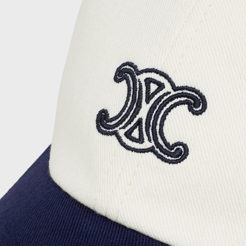 Triomphe棉質斜紋布richelieu帽 - 奶白色 / 海軍藍 -  - 1 | CELINE