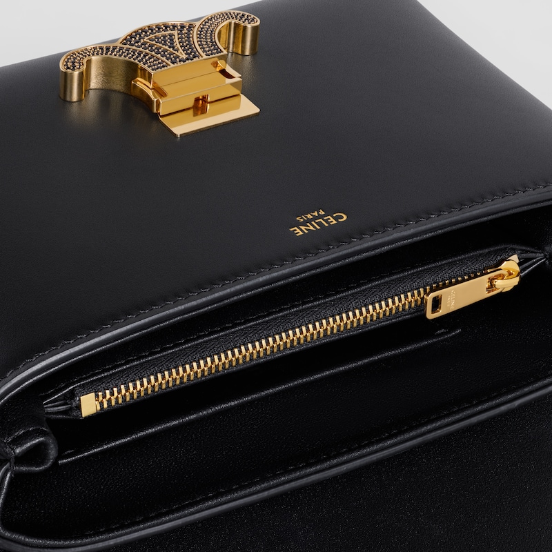 TEEN NINO BAG IN SMOOTH SATINATED CALFSKIN WITH STRASS CLOSURE - BLACK - SHOULDER BAGS - 1 | CELINE