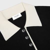 polo sweater IN fine cashmere silk - BLACK/WHITE -  - 2 | CELINE