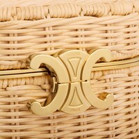 TRIOMPHE OVAL BOX IN WICKER AND CALFSKIN - NATURAL / TAN - CROSS-BODY BAGS - 1 | CELINE