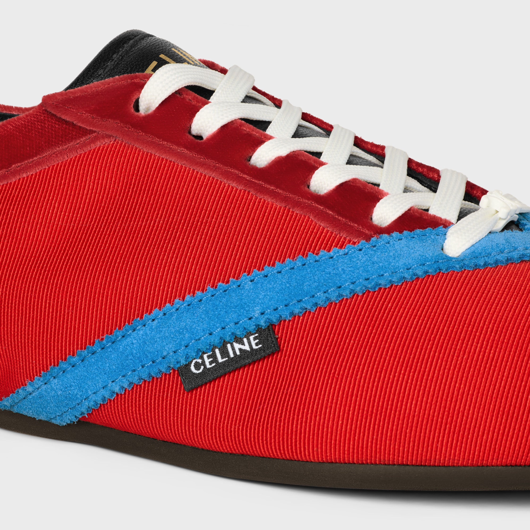 THE FLAT SNEAKER IN GROS GRAIN, VELVET, SUEDE GOATSKIN AND