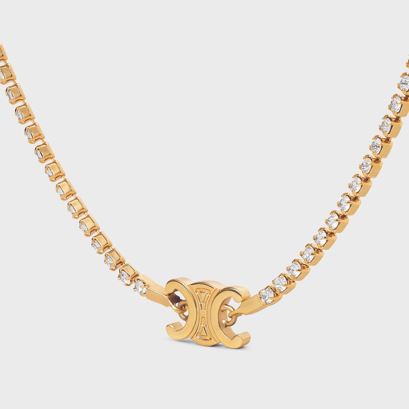 Triomphe Sparkle金色飾面黃銅及水晶項鍊 - 金色 - 入門甄選 - 1 | CELINE