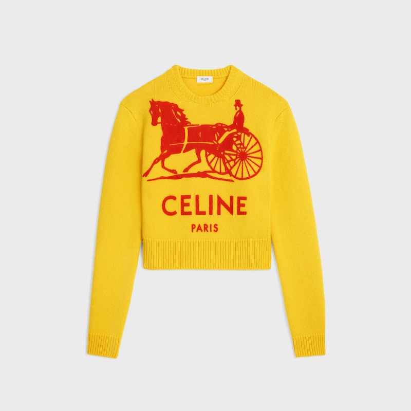 crewneck sweater IN cashmere - YELLOW / RED -  - 1 | CELINE