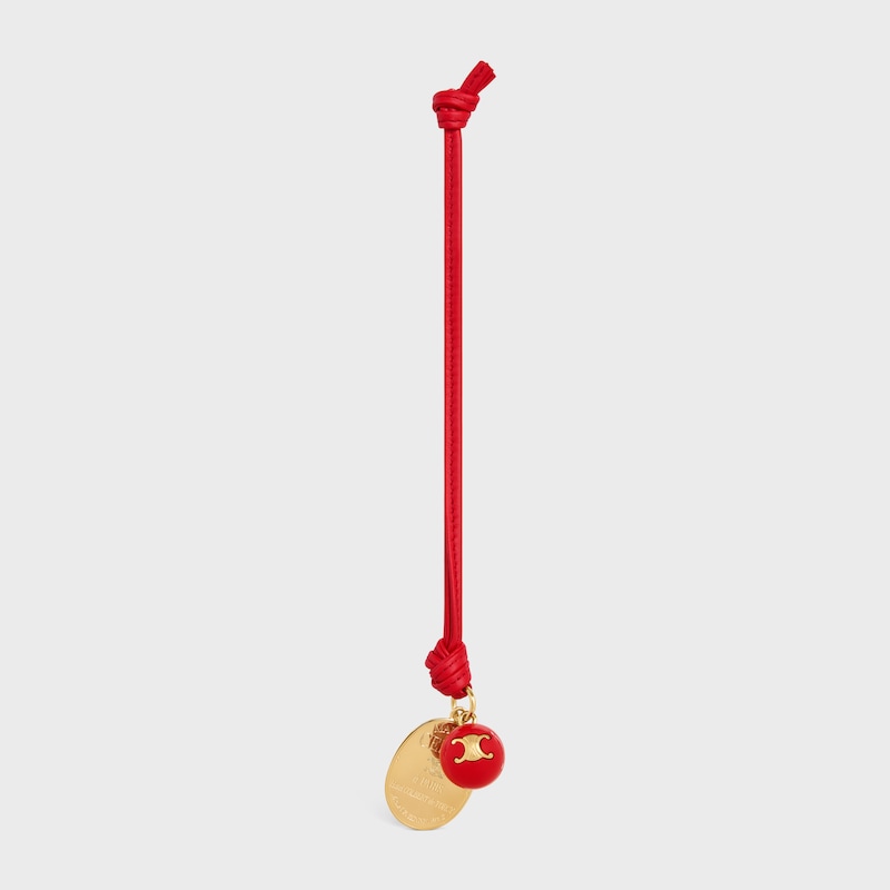 MAISON CELINE MEDALLION CHARM IN SMOOTH LAMBSKIN AND METAL - ULTRA RED - BAG CHARMS - 1 | CELINE