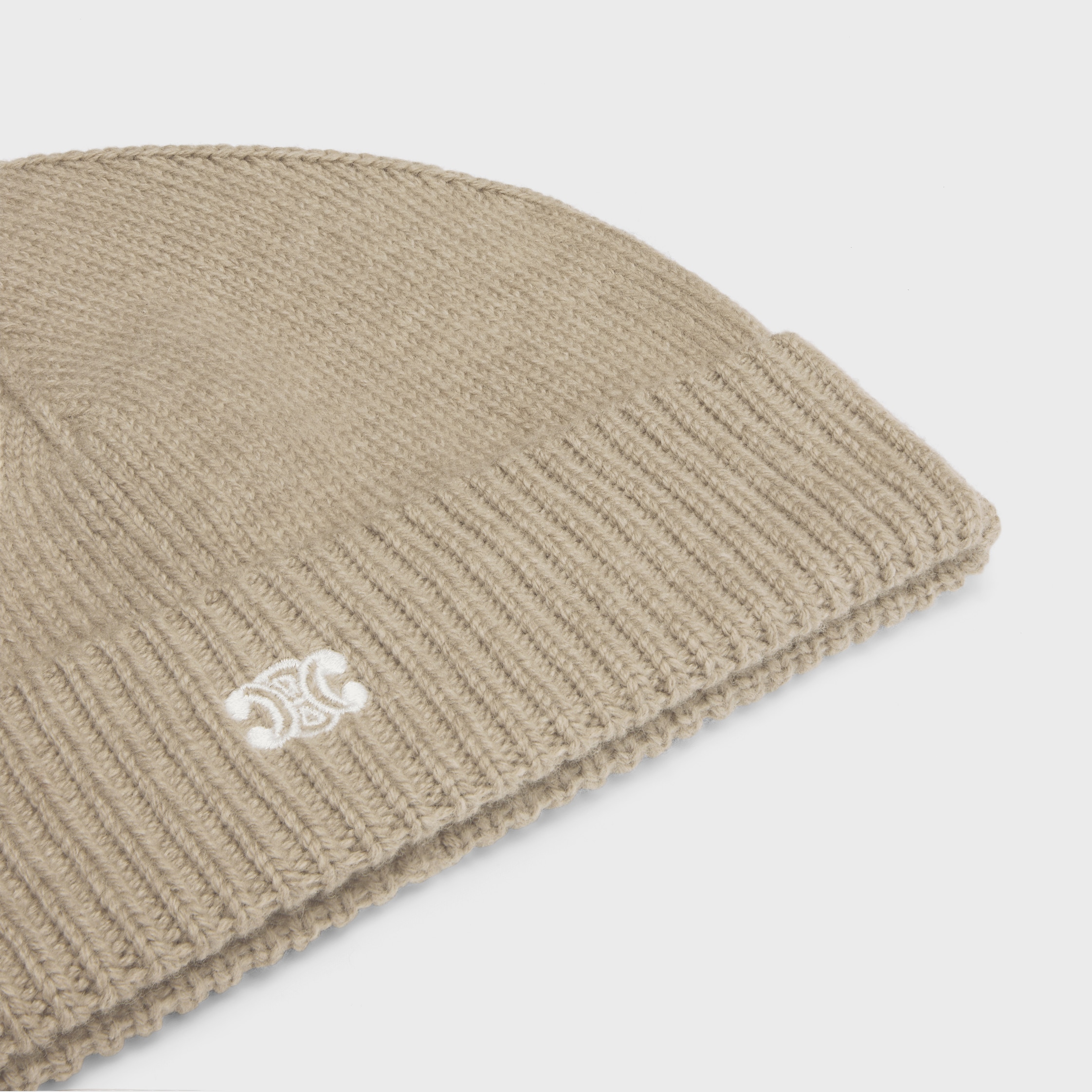 triomphe beanie in wool and cashmere - SAND | CELINE
