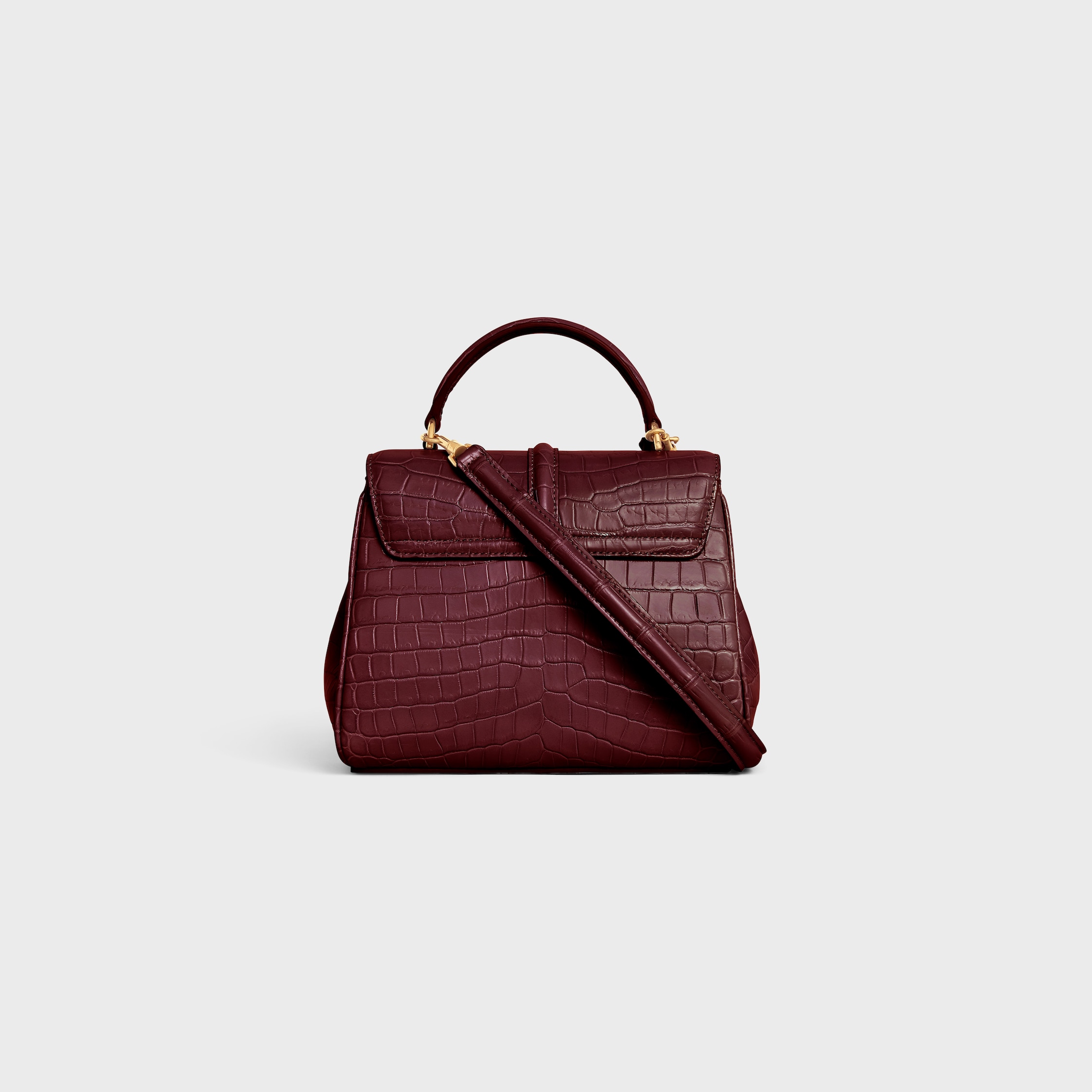 ☆ CELINE ☆ Vintage ☆ mini broach MINI 16 in porosus crocodile - BURGUNDY | CELINE