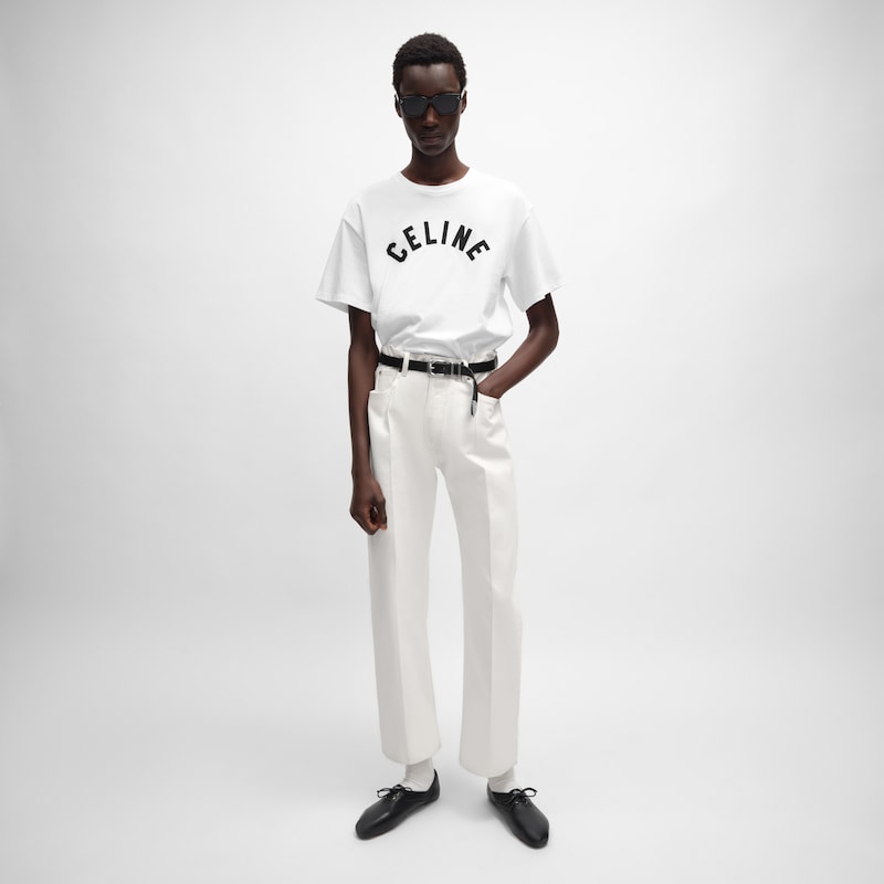 t-shirt IN cotton jersey - OPTIC WHITE/BLACK -  - 1 | CELINE