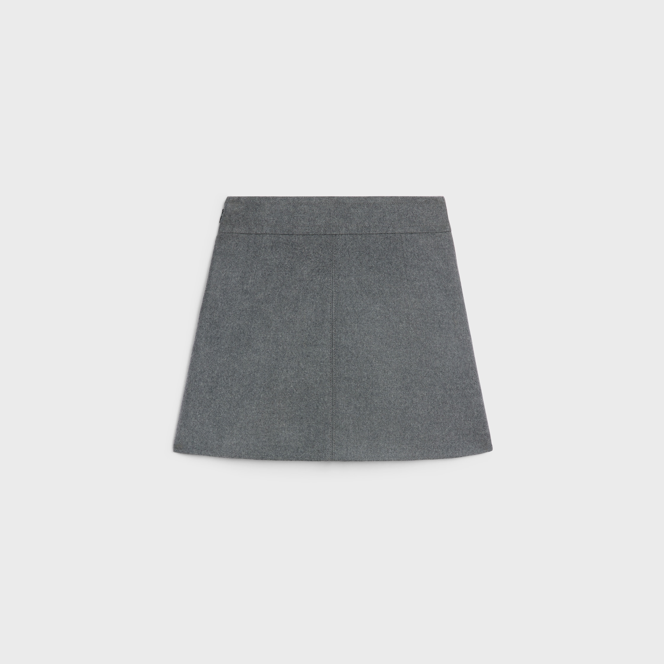 trapeze mini skirt in flannel twill - GREY MELANGE | CELINE