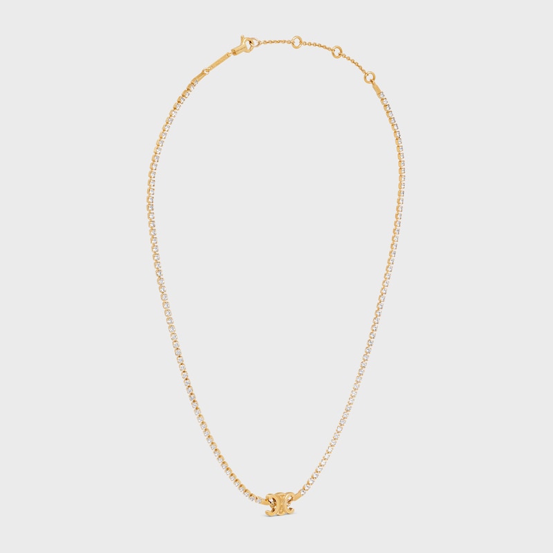 Triomphe Sparkle金色飾面黃銅及水晶項鍊 - 金色 - 入門甄選 - 1 | CELINE