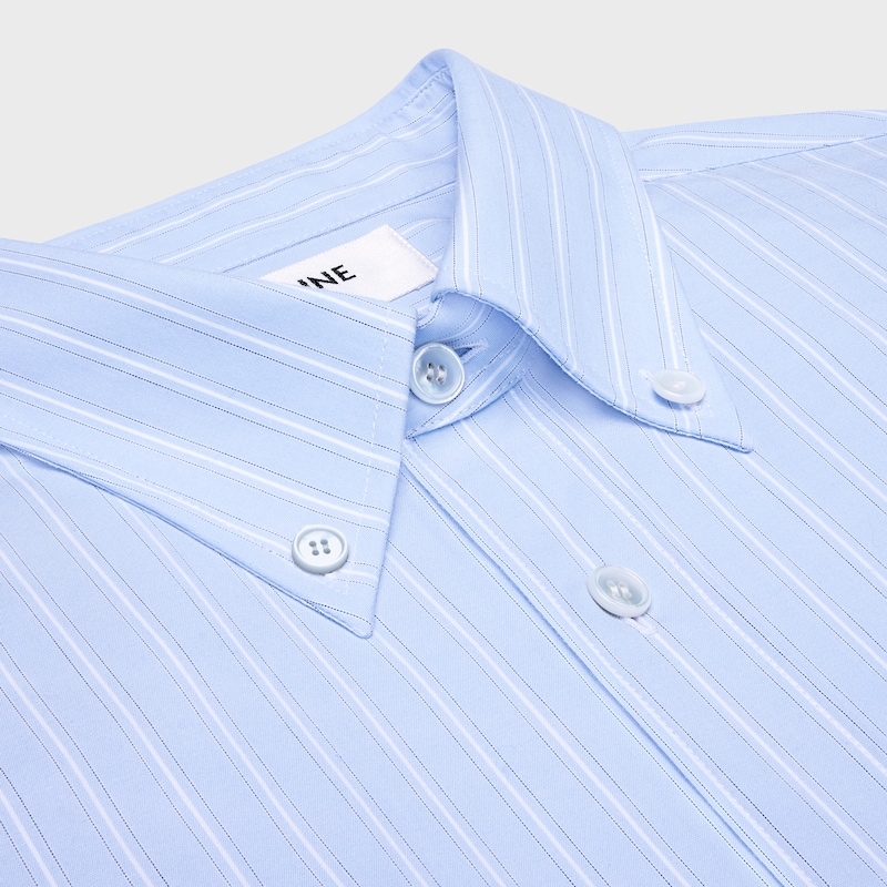 relaxed shirt IN striped cotton poplin - BLEU/CRAIE/NAVY -  - 1 | CELINE