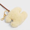 TRIOMPHE pom-pom keyring in SHEARLING AND SMOOTH CALFSKIN with Gold Finishing - NATURAL / TAN - CHARMS AND ACCESSORIES - 3 | CELINE