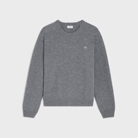 triomphe crew neck sweater in wool cashmere - GREY / OFF WHITE -  - 1 | CELINE