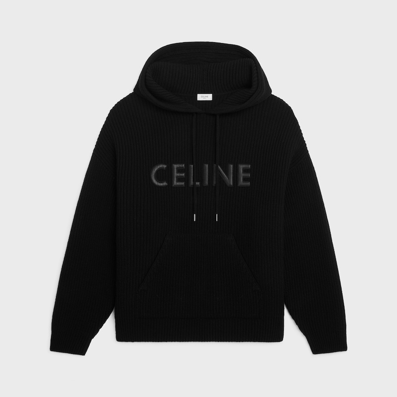 celine hooded sweater in monochromic wool - BLACK -  - 1 | CELINE