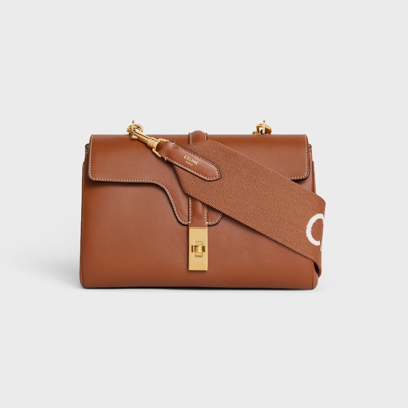 Short Strap in Wool with Celine jacquard - TAN/WHITE - BAG CHARMS - 1 | CELINE