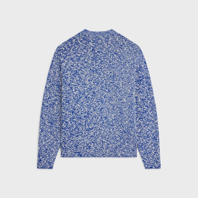 oversized crewneck sweater IN mouline cotton - BLUE/WHITE/YELLOW -  - 1 | CELINE