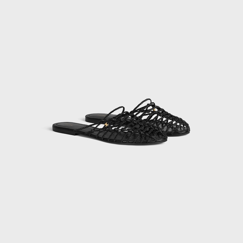 SCOOBIE BRAIDED MULE IN GOATSKIN - BLACK -  - 1 | CELINE