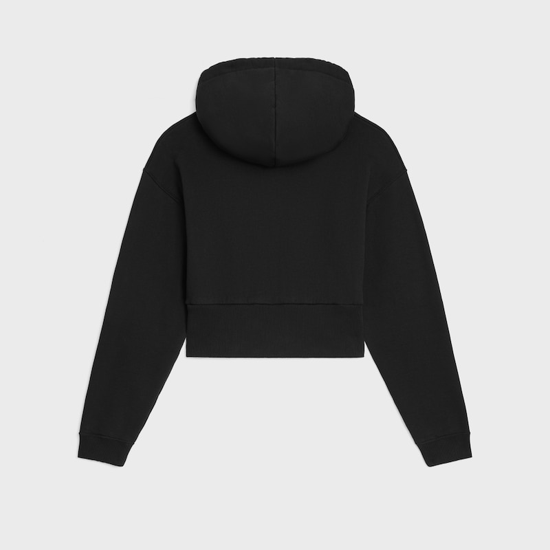 Kurz geschnittener Hoodie AUS Baumwollfleece - SCHWARZ/ROUGE CERISE -  - 1 | CELINE