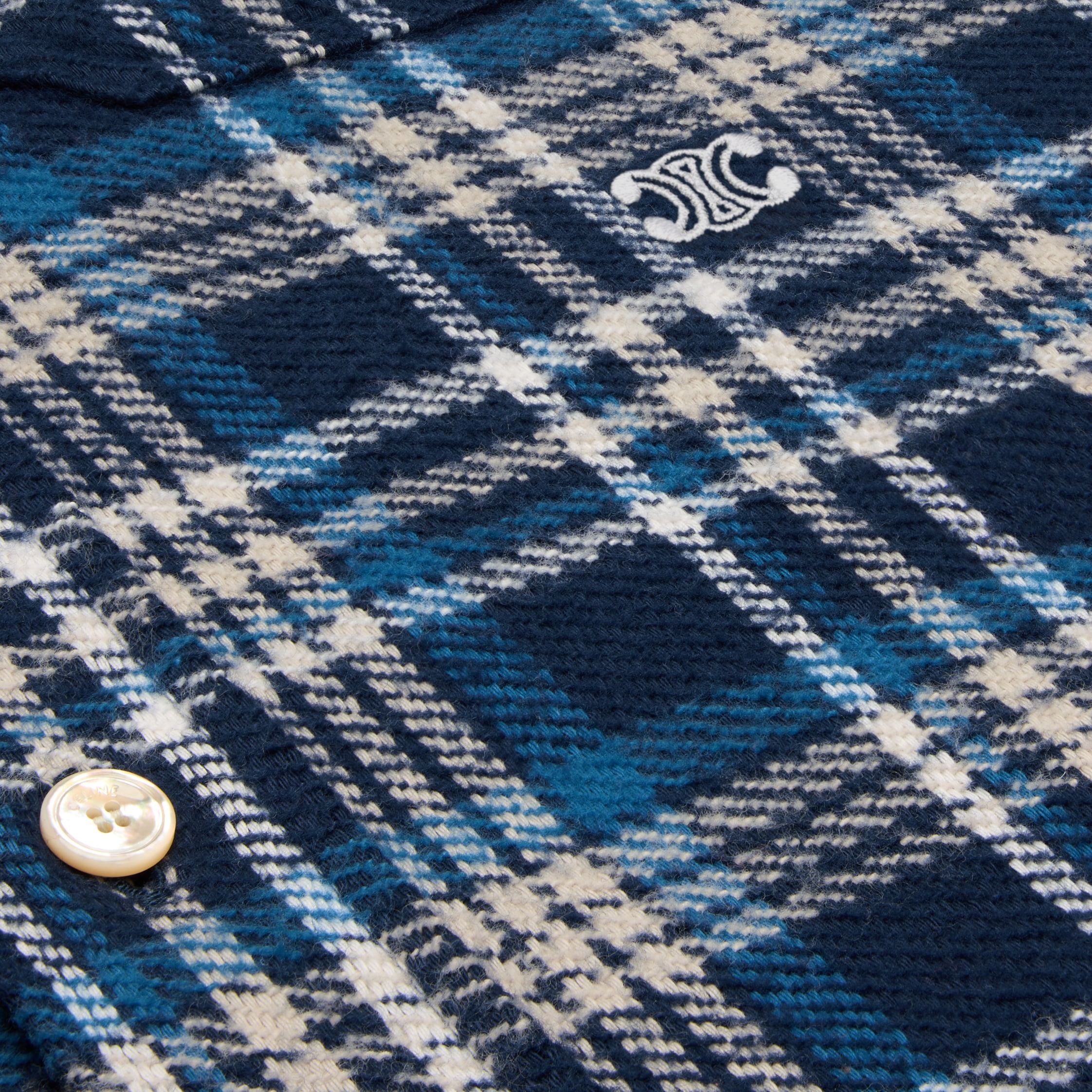 loose lumberjack shirt in check cotton - NAVY / BLUE | CELINE