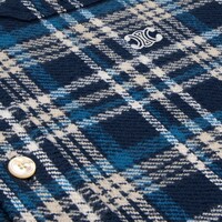 loose lumberjack shirt in check cotton - NAVY / BLUE -  - 1 | CELINE